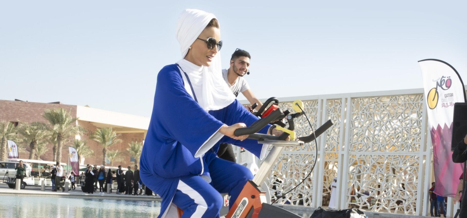 HH Sheikha Moza participates in National Sport Day at Education City