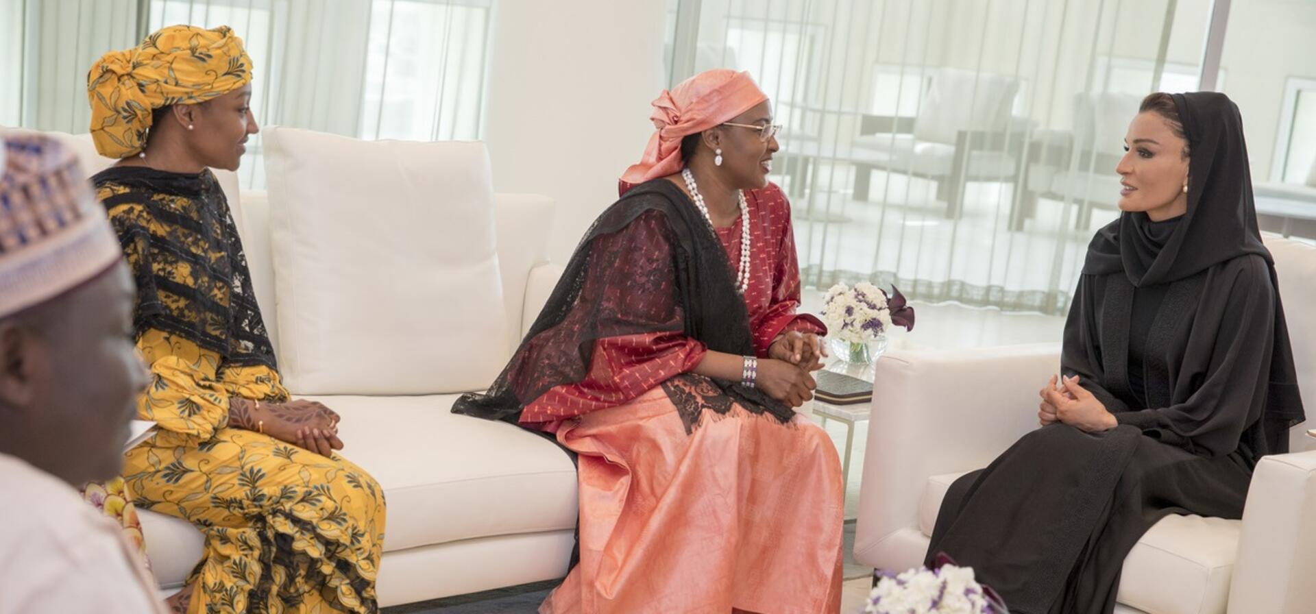 HH Sheikha Moza meets with Spouse of Nigerian President
