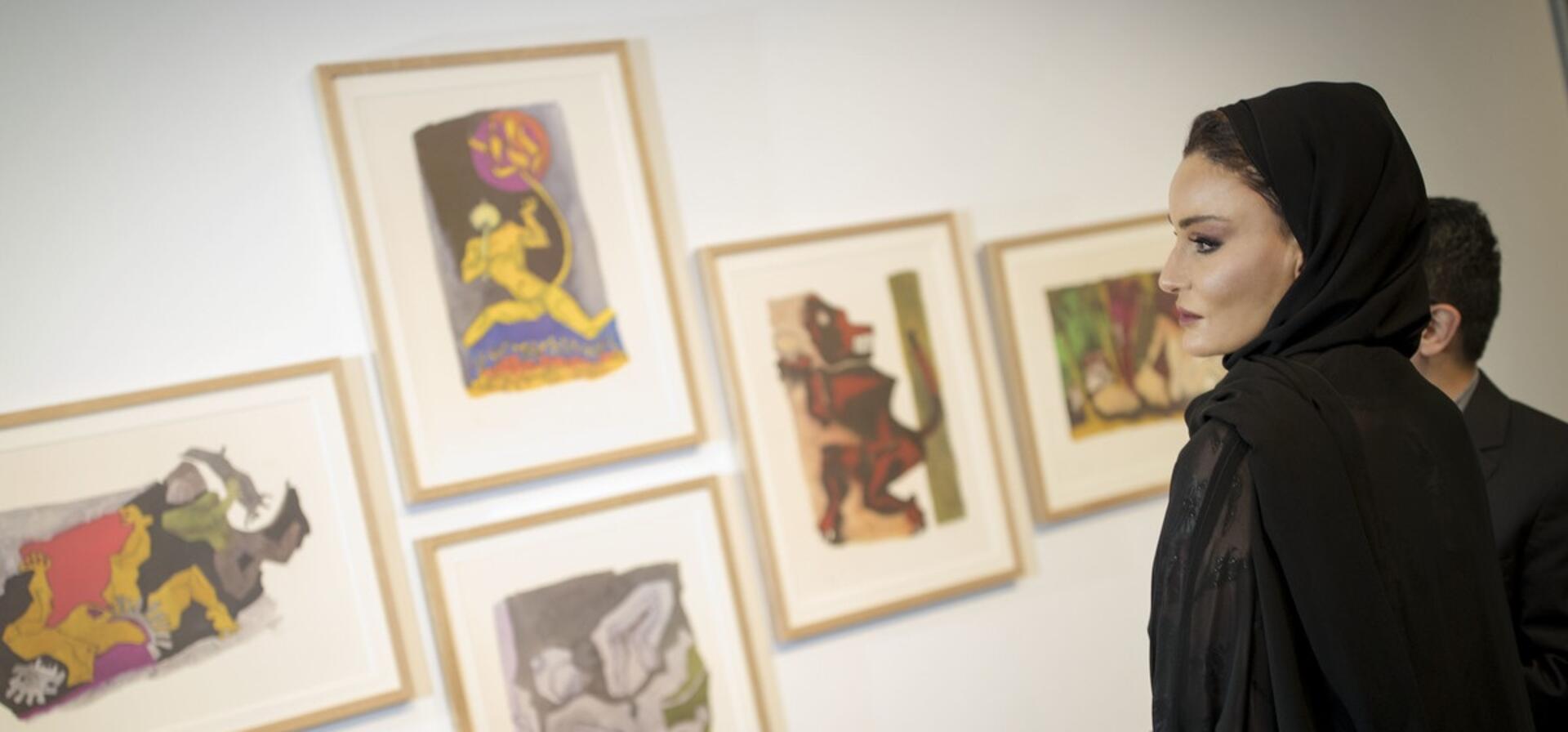  HH Sheikha Moza attends opening of two Mathaf exhibitions celebrating Indian art