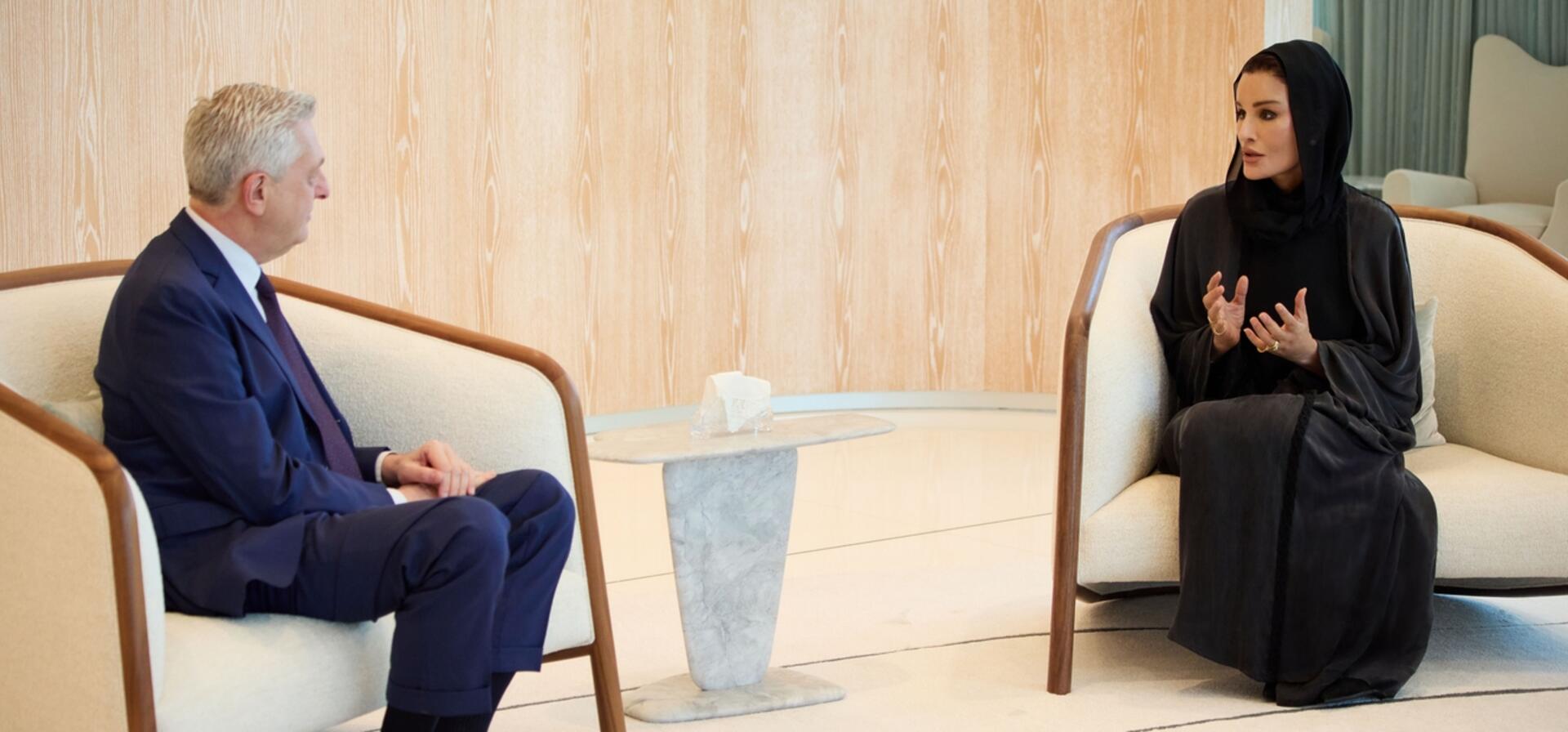 Her Highness meets with the United Nations High Commissioner for Refugees