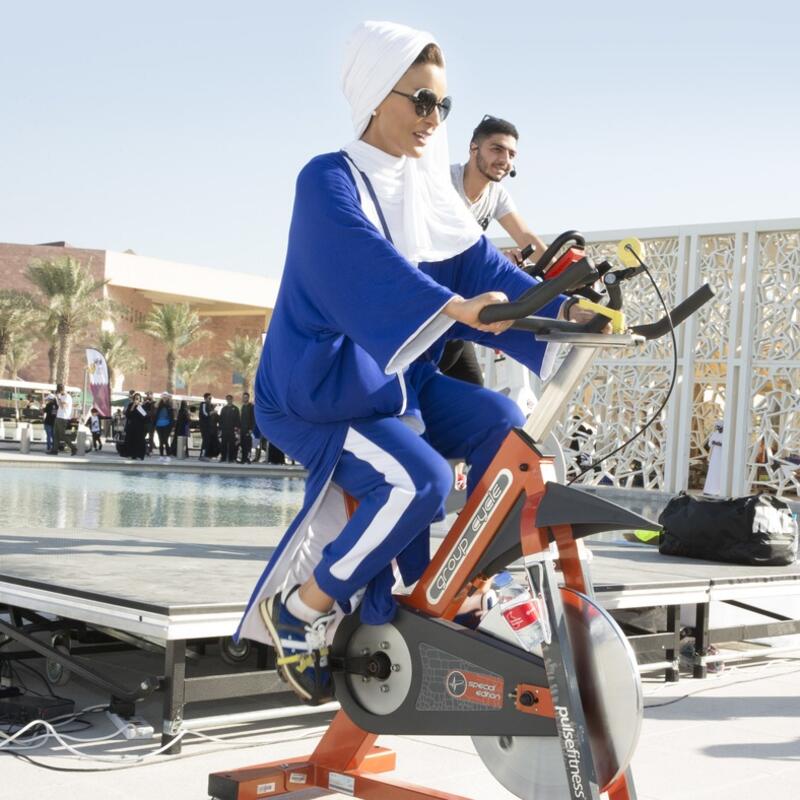 HH Sheikha Moza participates in National Sport Day at Education City
