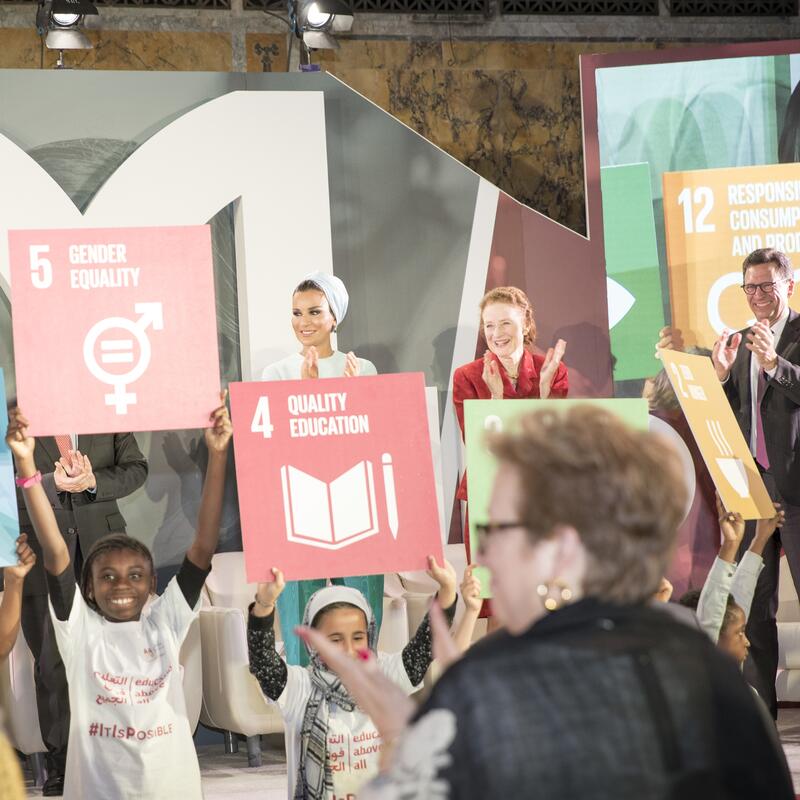 صاحبة السمو تشارك في احتفالية إلحاق 10 ملايين طفل بالمدارس لمؤسسة التعليم فوق الجميع بنيويورك