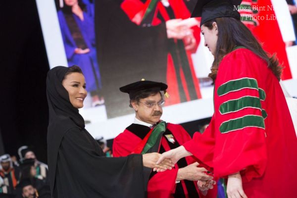 Their Highnesses the Father Amir and Sheikha Moza attend Qatar Foundation's Convocation 2016. 