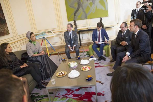 HH Sheikha Moza meets with President of France and Wife at Elysee Palace